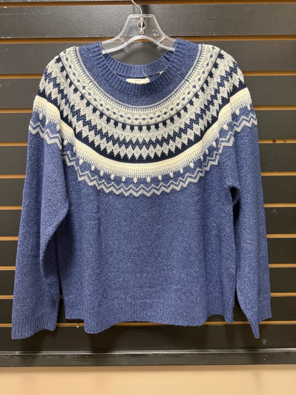 Original Weatherproof Vintage Fair Isle Sweater Blue Crewneck Size Large